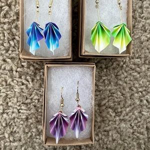 Origami leaf earrings